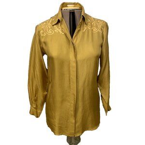 Etosha. Sz Large. (Says S but bust is 40") Silk. Embroidered. Vintage. B101
